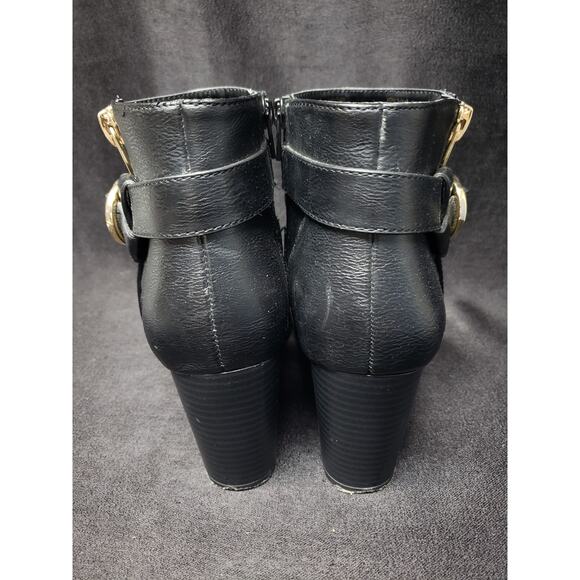 Apt 9 Black Buckled Bootie Block High Heel Side Zip Dress Up Ankle Boot Shoes - Picture 5 of 12